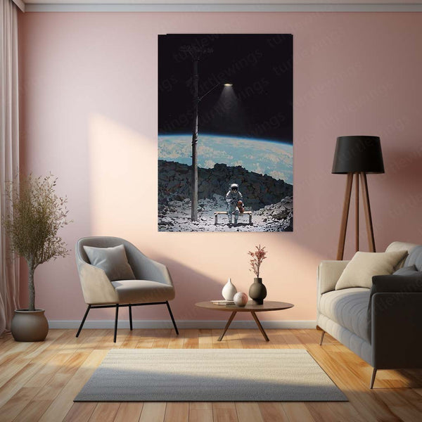Outer Space Astronaut Metal Frame | Cosmic Sci-Fi Wall Art 01 - TURTLEWINGS 