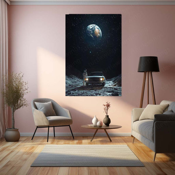Outer Space Astronaut Metal Frame | Cosmic Sci-Fi Wall Art 02 - TURTLEWINGS 