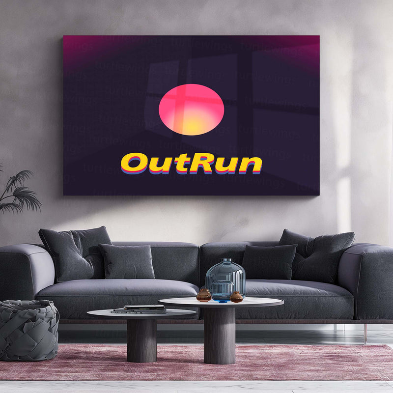 Outrun Typography – Metal Frame | Retro Synthwave Quote Wall Art | Vaporwave Neon Aesthetic Poster - TURTLEWINGS 