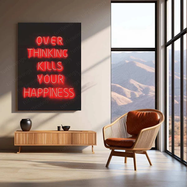 Overthinking Kills Metal Poster | Minimalist Motivational Wall Art | Mindset Decor - TURTLEWINGS 