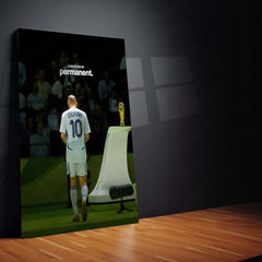 Quote Metal Poster | Zinedine Zidane – Pain Is Never Permanent Metal Frame Legacy Resilience & Champion Comeback Quote Wall Art | Timeless Football Mindset Metal Poster