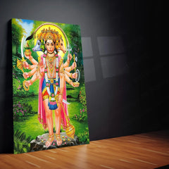 Spiritual God Metal Poster | Panchamukhi Hanuman Metal Poster | Divine Protection Wall Art | Spiritual Decor for Home - TURTLEWINGS 