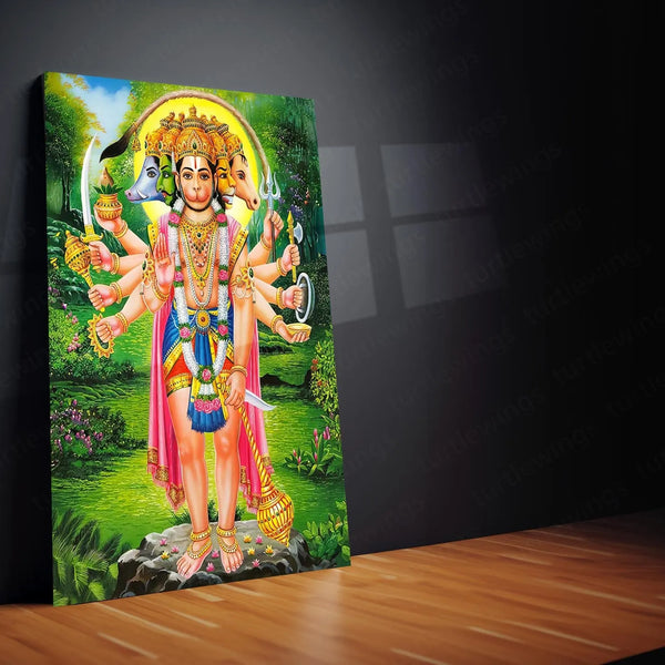 Spiritual God Metal Poster  | Panchamukhi Hanuman Metal Poster | Divine Protection Wall Art | Spiritual Decor for Home