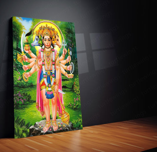 Spiritual God Metal Poster  | Panchamukhi Hanuman Metal Poster | Divine Protection Wall Art | Spiritual Decor for Home