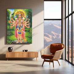 Spiritual God Metal Poster | Panchamukhi Hanuman Metal Poster | Divine Protection Wall Art | Spiritual Decor for Home - TURTLEWINGS 