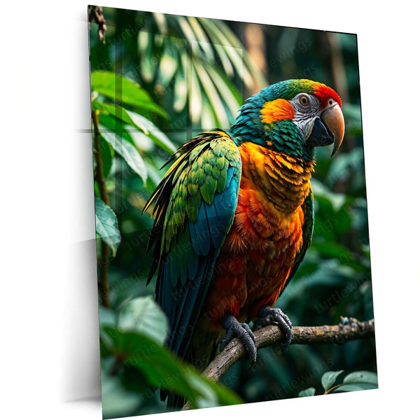 Colorful Parrot Metal Frame | Tropical Wall Art for Nature Lovers - TURTLEWINGS 