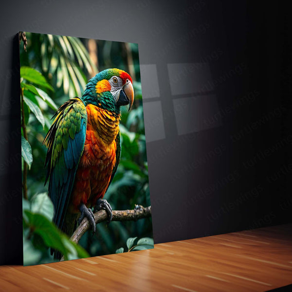 Colorful Parrot Metal Frame | Tropical Wall Art for Nature Lovers - TURTLEWINGS 
