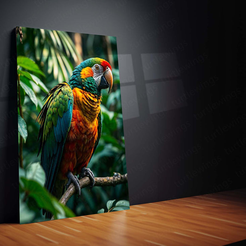 Colorful Parrot Metal Frame | Tropical Wall Art for Nature Lovers - TURTLEWINGS 