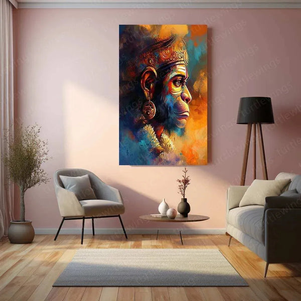 Abstract Art of Lord Hanuman – Divine Metal Poster - TURTLEWINGS 