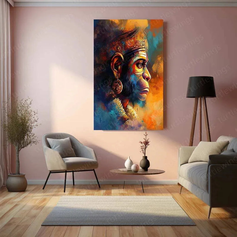 Abstract Art of Lord Hanuman – Divine Metal Poster - TURTLEWINGS 