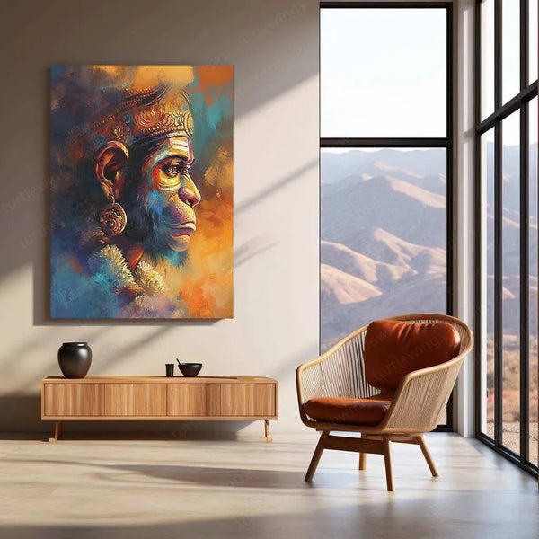 Abstract Art of Lord Hanuman – Divine Metal Poster - TURTLEWINGS 