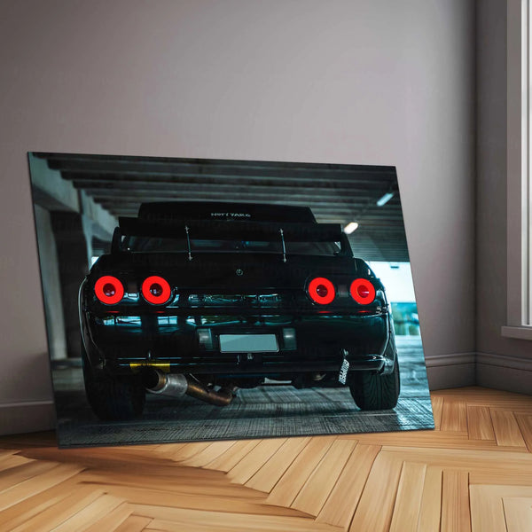 LED | 🏁 Nissan Skyline GT-R R34 Neon LED Metal Poster | JDM Legend Wall Art | Street Racer Glow Decor