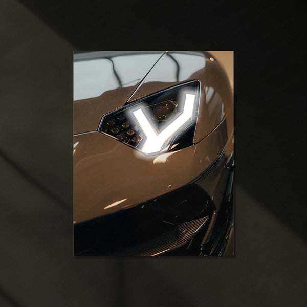 Lamborghini Y-Headlight Glow Neon LED Metal Frame | Iconic Bull Aura Wall Art