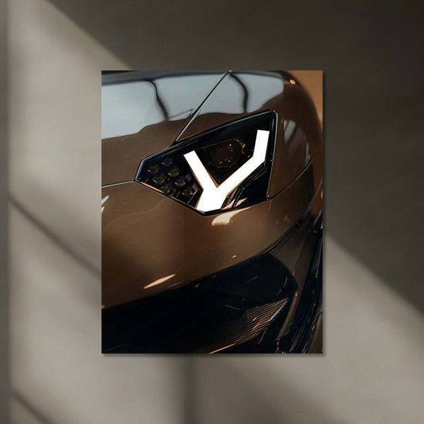 Lamborghini Y-Headlight Glow Neon LED Metal Frame | Iconic Bull Aura Wall Art