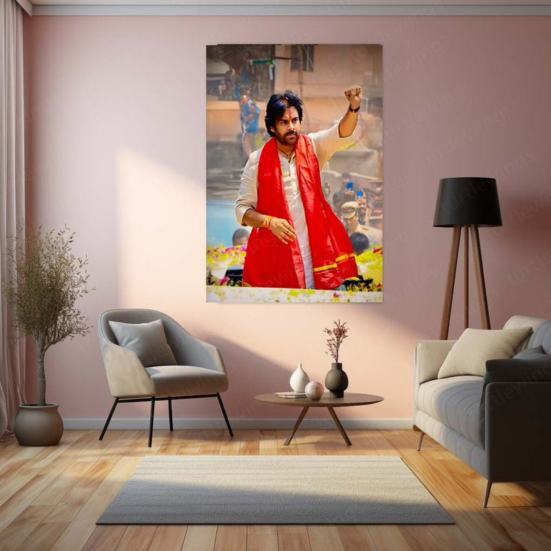 Pawan Kalyan Metal Frame | Telugu Superstar Wall Art 02 - TURTLEWINGS 