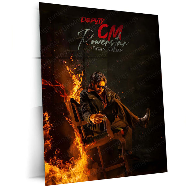 Pawan Kalyan Metal Frame | Telugu Superstar Wall Art 04 - TURTLEWINGS 