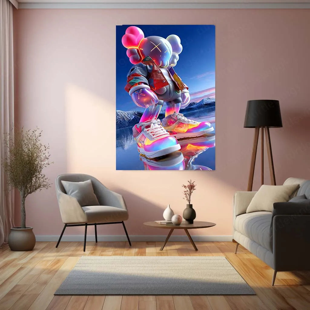 KAWS-Inspired Mouse Character Metal Poster | Street Pop Art Wall