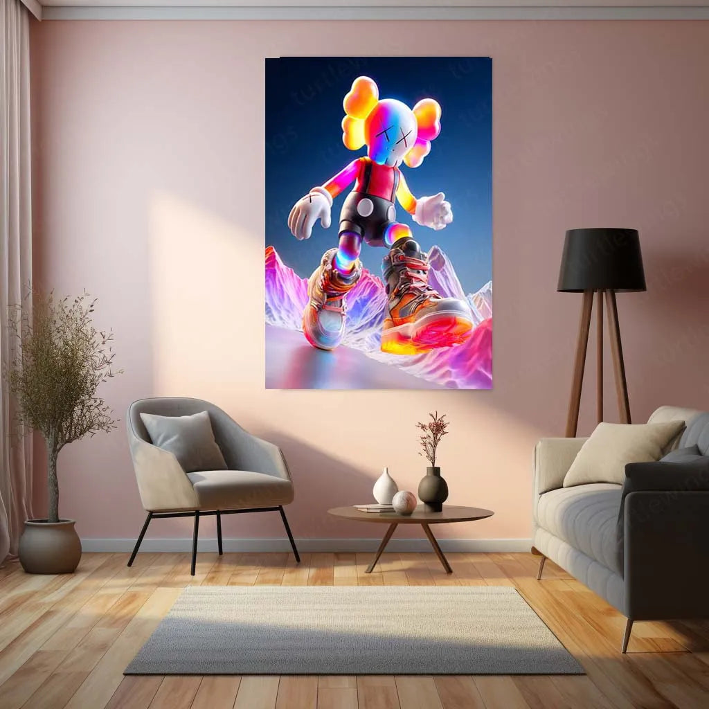 KAWS-Inspired Mouse Character Metal Poster | Street Pop Art Wall