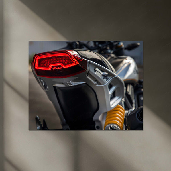 Indian FTR Tail Light – Neon LED Metal Frame | Modern American Muscle Wall Art
