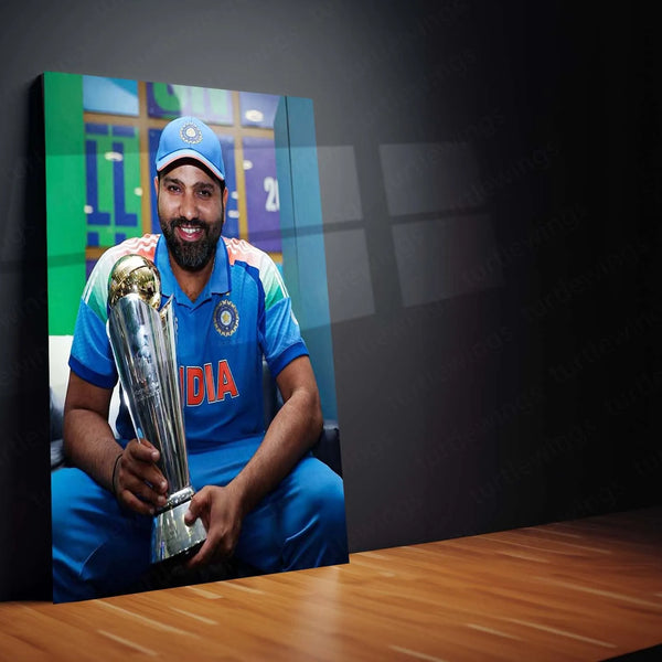 Cricket Metal Poster  | Rohit Sharma Celebration Metal Poster – Hitman Cricket Wall Art | Team India