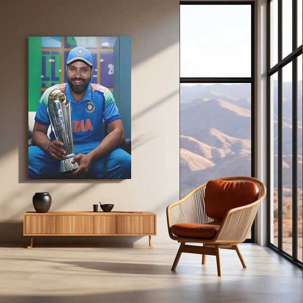 Cricket Metal Poster  | Rohit Sharma Celebration Metal Poster – Hitman Cricket Wall Art | Team India