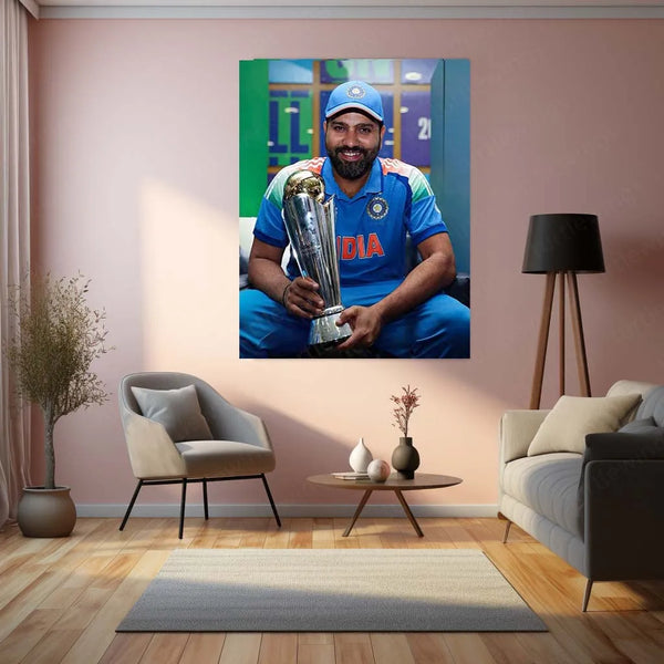 Cricket Metal Poster  | Rohit Sharma Celebration Metal Poster – Hitman Cricket Wall Art | Team India