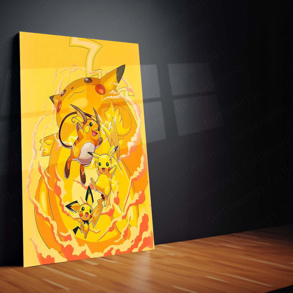 Pikachu Pokémon Metal Frame | Iconic Anime Wall Art - TURTLEWINGS 