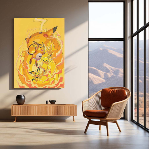 Pikachu Pokémon Metal Frame | Iconic Anime Wall Art - TURTLEWINGS 