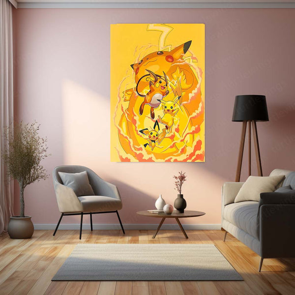 Pikachu Pokémon Metal Frame | Iconic Anime Wall Art - TURTLEWINGS 