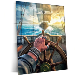 Pirate Art Metal Frame | Nautical Adventure Wall Decor - TURTLEWINGS 