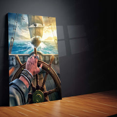Pirate Art Metal Frame | Nautical Adventure Wall Decor - TURTLEWINGS 