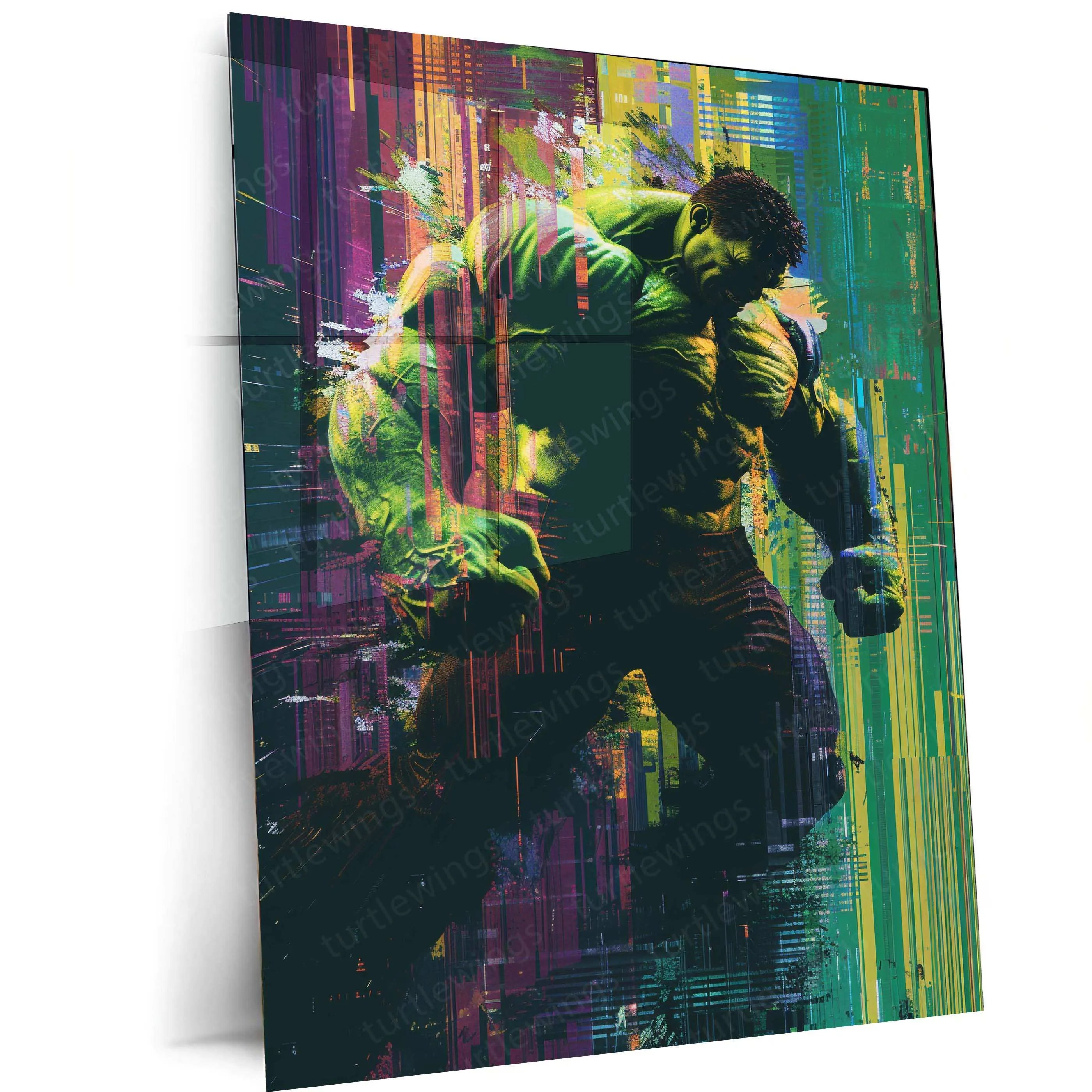 Hulk Barcode Glitch Metal Poster | Futuristic Digital Art | Marvel Sup ...