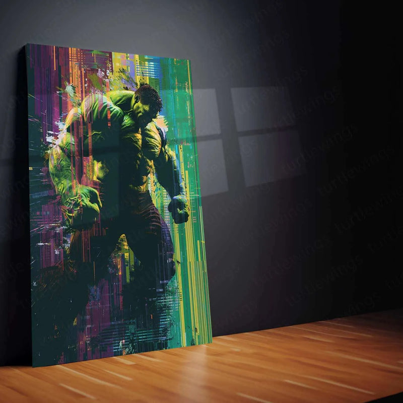 Hulk Barcode Glitch Metal Poster | Futuristic Digital Art | Marvel Superhero Wall Decor - TURTLEWINGS 
