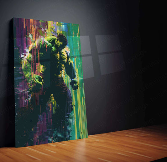 Hulk Barcode Glitch Metal Poster | Futuristic Digital Art | Marvel Superhero Wall Decor - TURTLEWINGS 