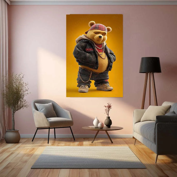 The Piglet Dressed Metal Poster | Przemytnik-Inspired Whimsical Animal Art | Playful Character Decor - TURTLEWINGS 