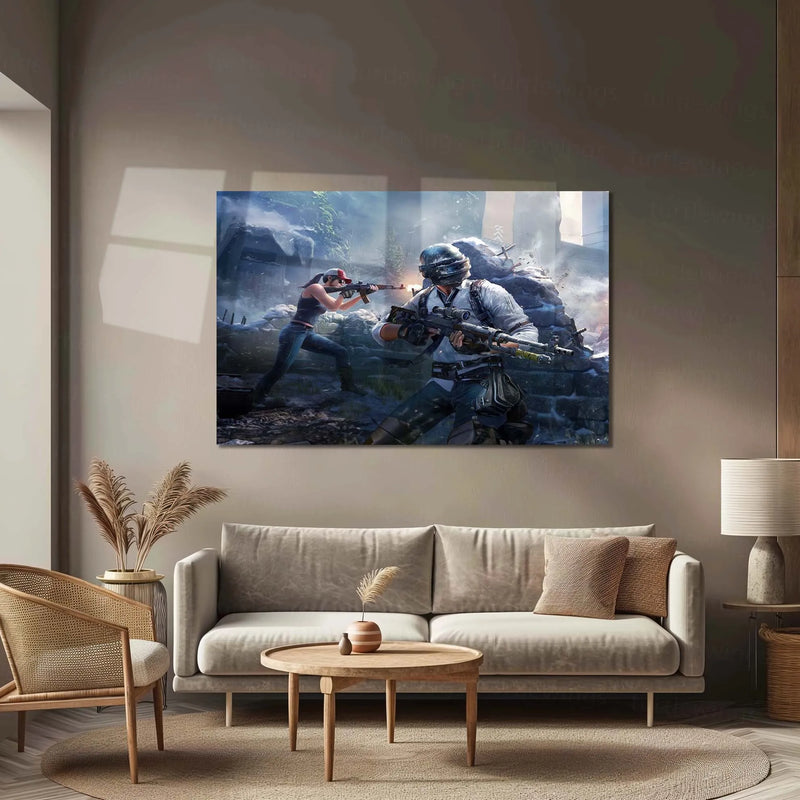 PUBG Mobile – Snow Survival | Battle Royale Gaming Metal Frame | Winter Combat Wall Art - TURTLEWINGS 