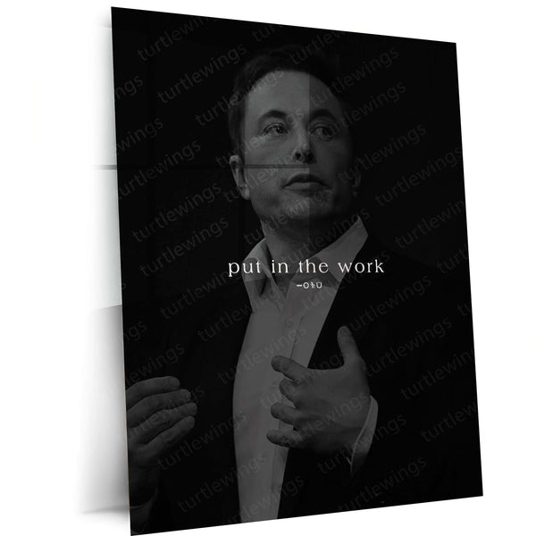 Quote Metal Poster | Put in the Work Motivational Metal Poster | Hard Work, Discipline & Success Mindset Wall Art | Dark