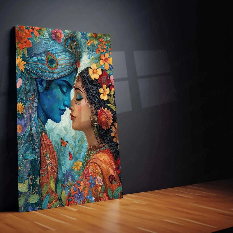 Radha Krishna Metal Poster – Divine Love in CGI | Sacred Radha Krishna Wall Art - TURTLEWINGS 