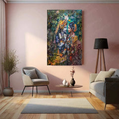 Radha Krishna Metal Poster | Divine Love Painting | Spiritual Wall Art - TURTLEWINGS 