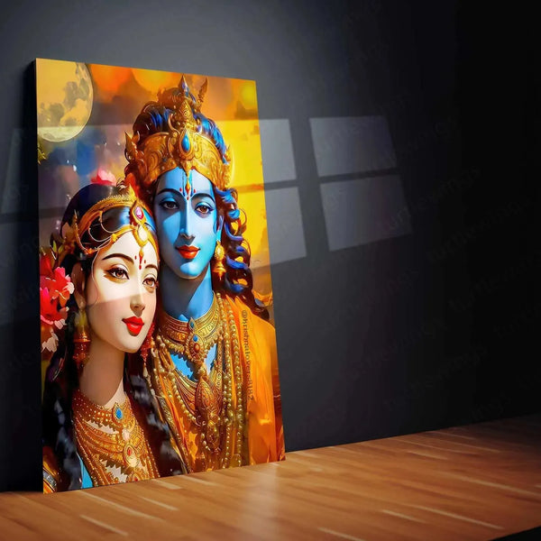 Radha Krishna Metal Poster | Divine Love Wall Art | Spiritual & Aesthetic Decor - TURTLEWINGS 