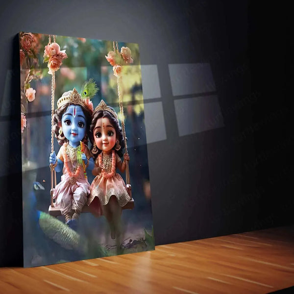 Radha Krishna Metal Poster | Divine Love Wall Art | Spiritual & Aesthetic Decor - TURTLEWINGS 
