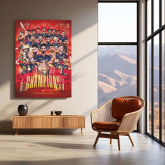 Cricket Metal Poster |🏆 RCB Wins IPL Trophy 2025 – Champion Celebration Metal Poster | Virat Kohli Led Victory Wall Art 06