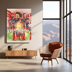 Cricket Metal Poster |🏆 RCB Wins IPL Trophy 2025 – Champion Celebration Metal Poster | Virat Kohli Led Victory Wall Art 07