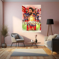 Cricket Metal Poster |🏆 RCB Wins IPL Trophy 2025 – Champion Celebration Metal Poster | Virat Kohli Led Victory Wall Art 07