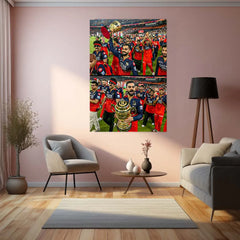 Cricket Metal Poster |🏆 RCB Wins IPL Trophy 2025 – Champion Celebration Metal Poster | Virat Kohli Led Victory Wall Art 09