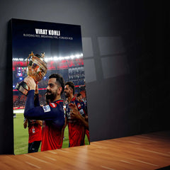 Cricket Metal Poster |🔥 Virat Kohli RCB Wins IPL Trophy 2025 – Historic Victory Metal Poster | Champion’s Wall Art 01