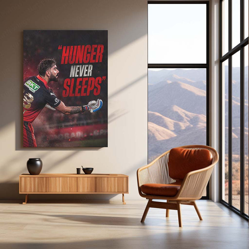 RCB virat Batting Celebration Metal Poster | IPL 2026 Cricket Champion Wall Art for Fans 04