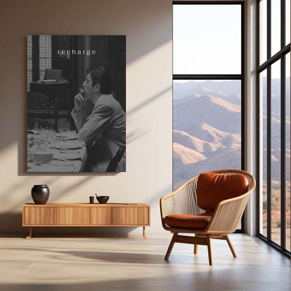Quote Metal Poster | Recharge Motivational Metal Poster | Rest, Reset & Come Back Stronger Wall Art | Black & White Aesthetic