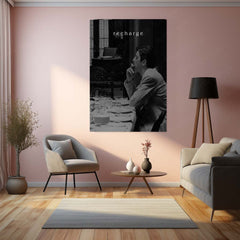 Quote Metal Poster | Recharge Motivational Metal Poster | Rest, Reset & Come Back Stronger Wall Art | Black & White Aesthetic