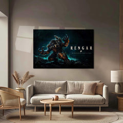 Game Metal Poster | Rengar – The Hunt Is Not Over Metal Poster League Inspired Wall Art | Predator Hunter Gaming Metal Frame